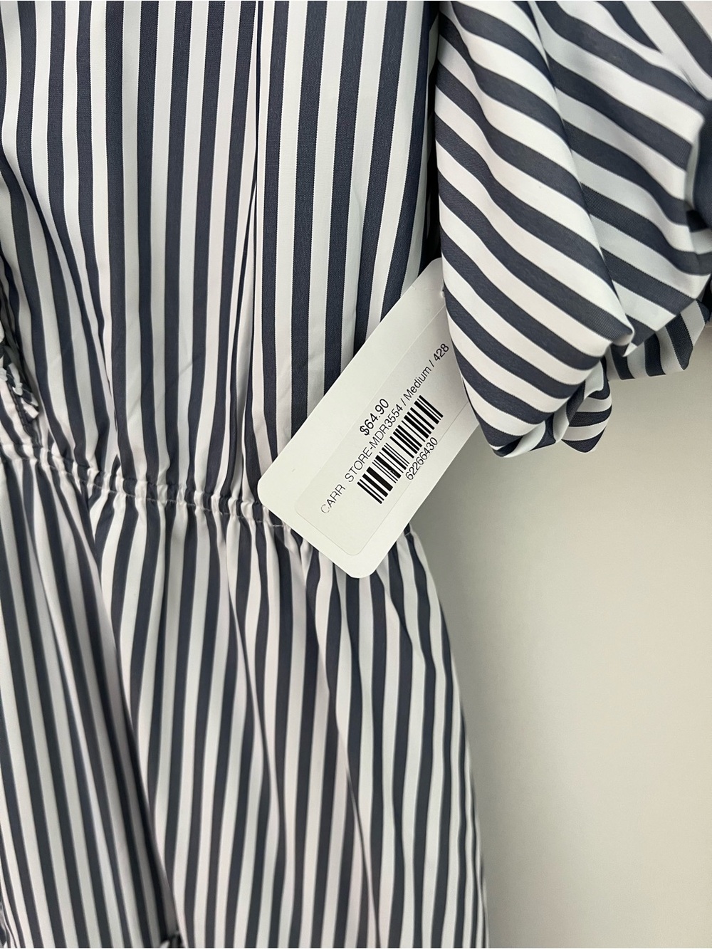 NWT Striped Puff-Sleeve Tiered Maxi Dress - Navy & White - Picture 3 of 5